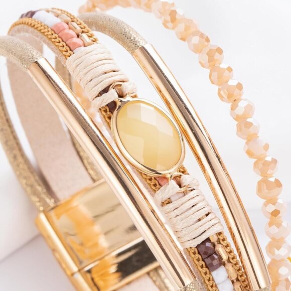 Leather Wrap Bracelet Crystal Beads Boho Cuff Stone Charm Jewelry Women - Picture 5 of 6